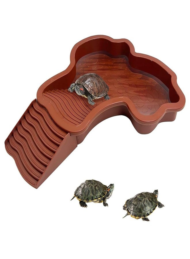 Could Spark Small Water Dish Plastic Reptile Bathing Pool， Thickened Non-Slip Feeding Tortoise Food Water Bowls with Removable Ramp，Tortoise Habitat Accessories for Turtle Lizard Gecko Snake Bearded Dragons - Image 1